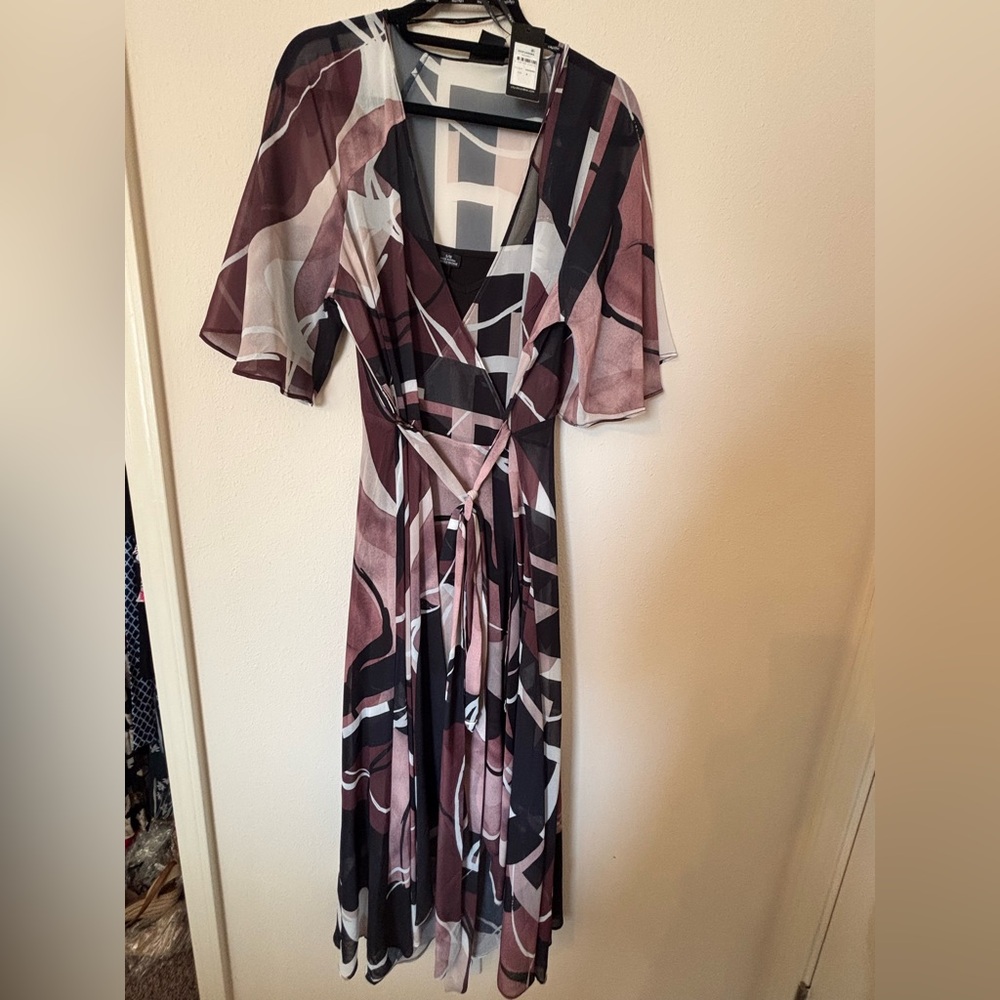 City Chic Abstract Maxi Dress - Black, White, Pink